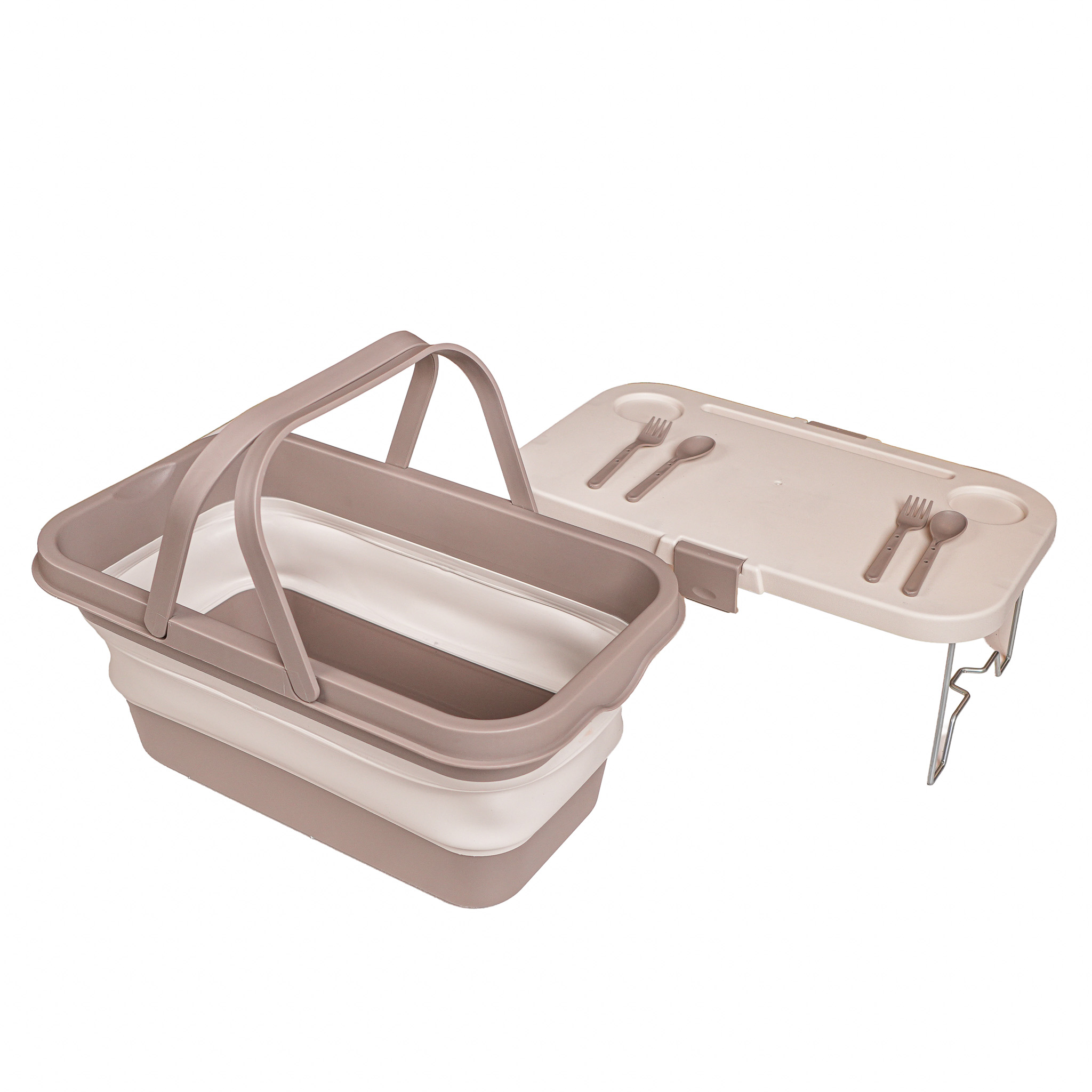 Panier à pique-niques pliable avec fonction table 17 L et couverts (2 fourchettes, 2 cuillères)